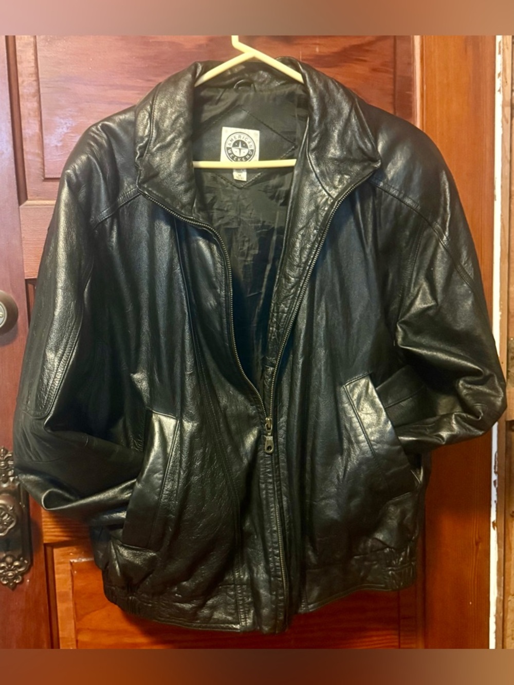 Vintage American Weekend Lined Leather Jacket Coat Sz Medium 90’s Bomber Black